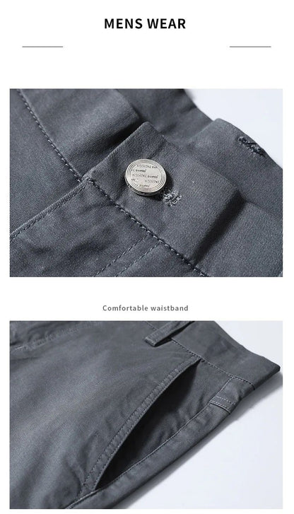 2024 Men's High Quality Pure Cotton Classic Solid Color Casual Pants Business Stretch Cotton Slim Straight Brand Trousers Male