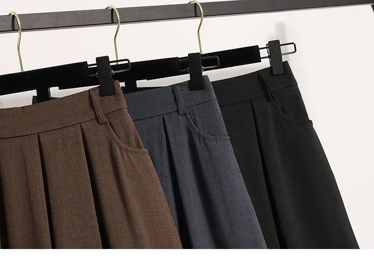 Solid Color Versatile Medium Length Skirt Pleated Plus Size A-Line Maxi Gown Cover Hip Spring Summer 2025 New Half-length Skirt