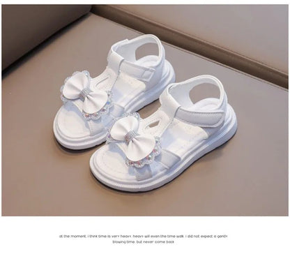 Girls Sandals Kids Soft Soles Casual Princess Shoes New Water Diamond Beach Shoes Bow Shaped Girl Sandals