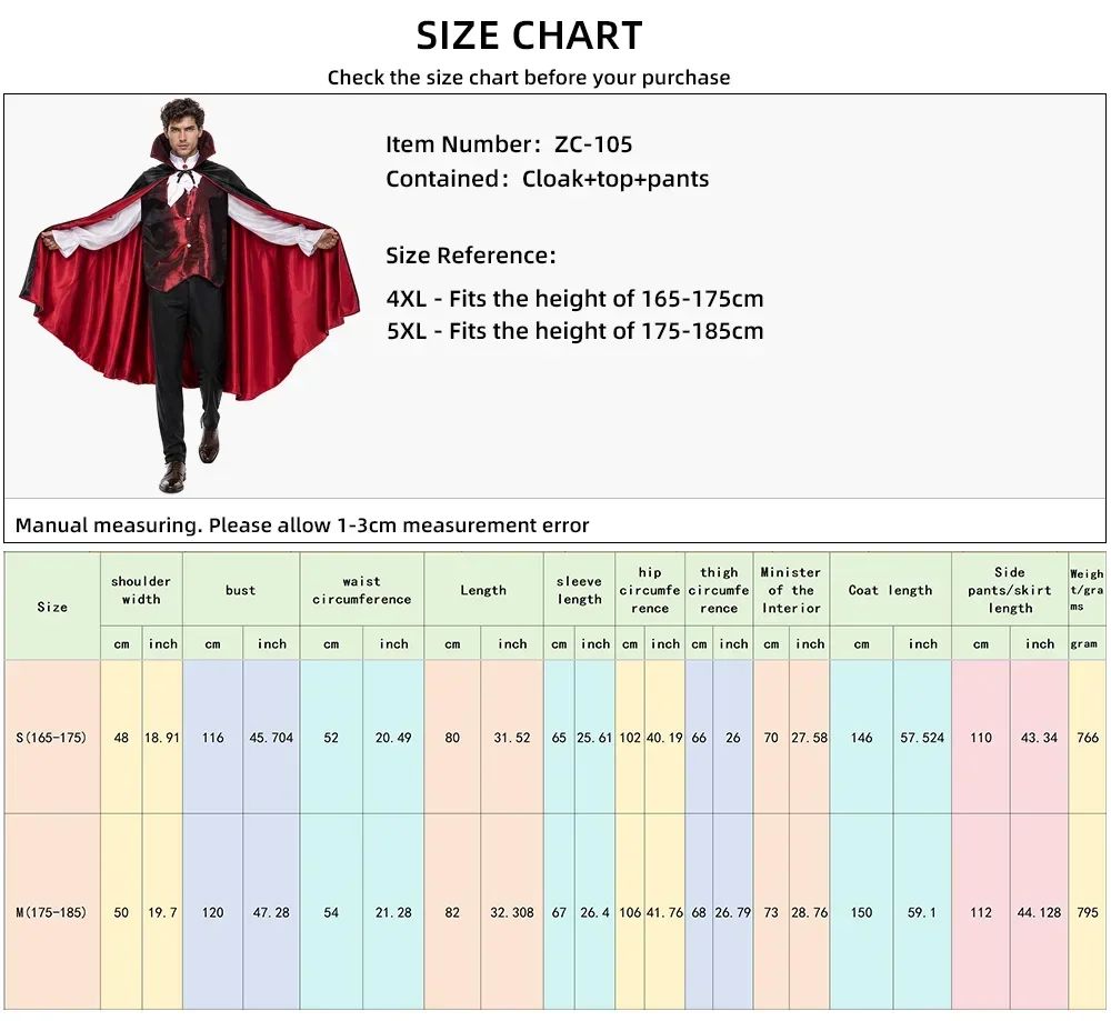 Adult Vampire Costume Men's Medieval Gothic Costume Set Suitable for Halloween Parties Movie Theme Cosplay Costume