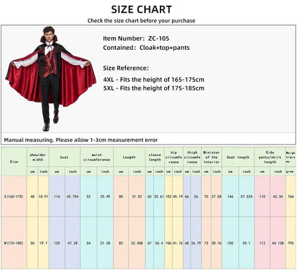 Adult Vampire Costume Men's Medieval Gothic Costume Set Suitable for Halloween Parties Movie Theme Cosplay Costume