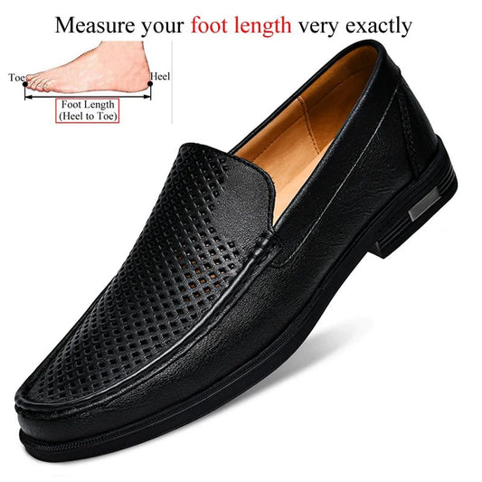 Genuine Leather Slip on Loafers Men Formal Dress Shoes Office Driving Wedding Party Mocasines Hombre Big Size Casual Shoes