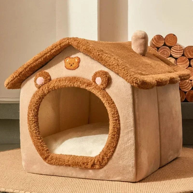 Casas de Inverno Dobráveis para Cães de Pequeno a Médio Porte e Gatos, Camas, Cestas para Filhotes em Maternidade, Tapete Macio, Aconchegante e Quente, Abrigo para Animais de Estimação