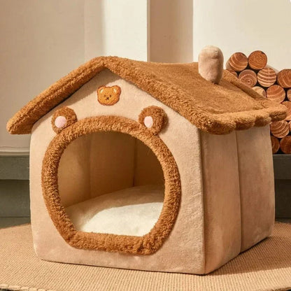 Casas de Inverno Dobráveis para Cães de Pequeno a Médio Porte e Gatos, Camas, Cestas para Filhotes em Maternidade, Tapete Macio, Aconchegante e Quente, Abrigo para Animais de Estimação