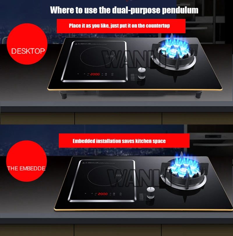 Desktop 220v Household Built-in Electric Dual-purpose Gas Stove Induction Cooker Natural Gas/Liquefied Petroleum Gas Single-burn