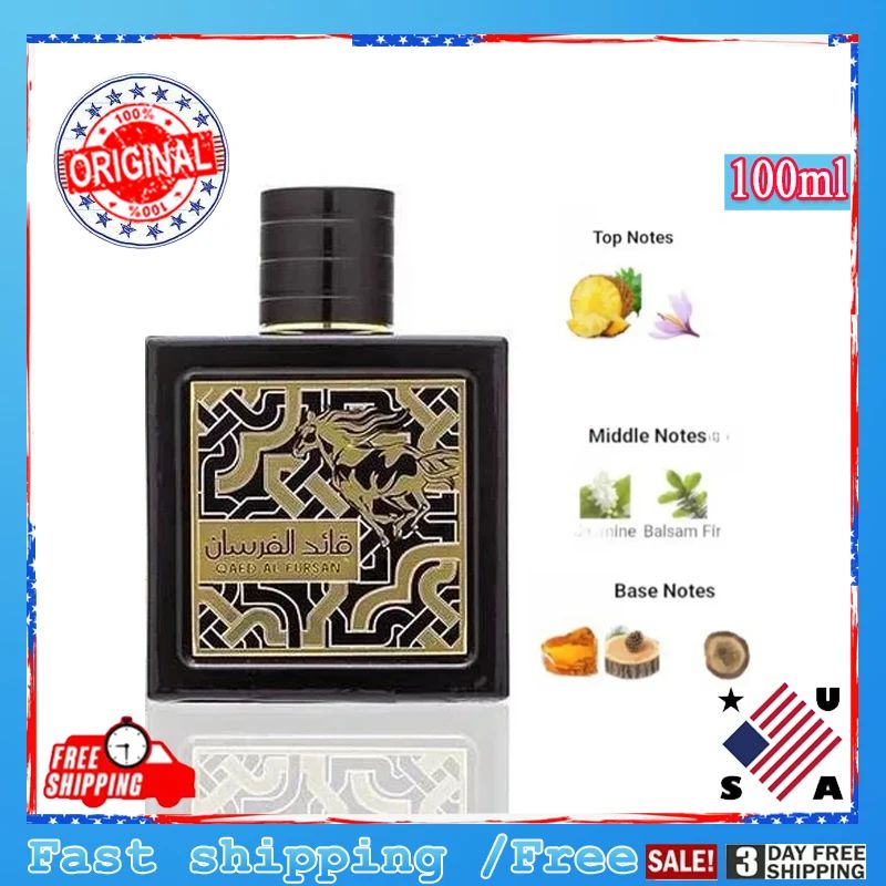 Colônia Árabe Fursan 100ml Perfume Unissex Masculino Feminino Alta Qualidade Longa Duração Levemente Perfumado Feromônios Presentes