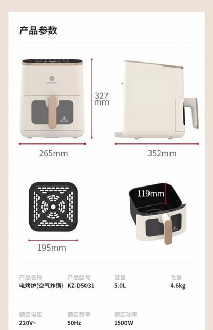 220V Automatic Double-Layer Electric Air Fryer Hot Pot Non-Stick Home Use Large Capacity Potatoes Fryer