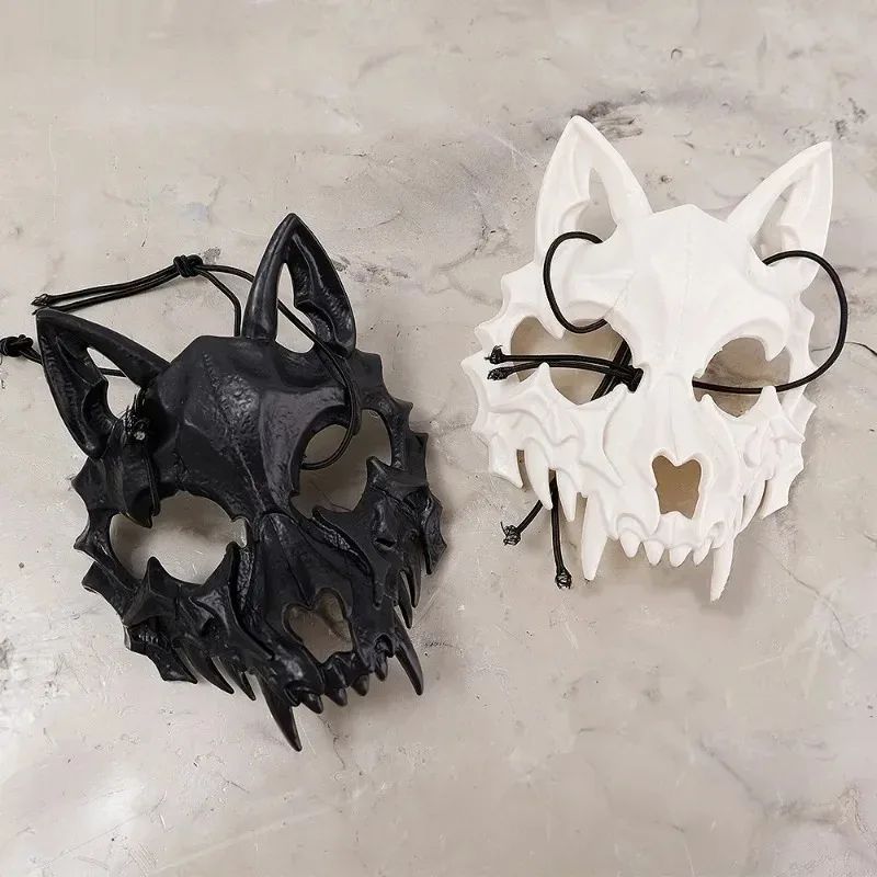 Halloween Half Face Mask Popular Dragon God Fierce Tiger Night Dog Man Wolf Costume Skull Performance Mask Mask Deadpool Terror