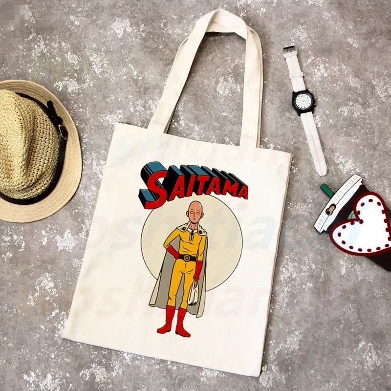 One Punch Man Shopping Bag Grocery Shopper Anime Genos Saitama Sensei Shopping Jute Bag Cotton Bag Jute