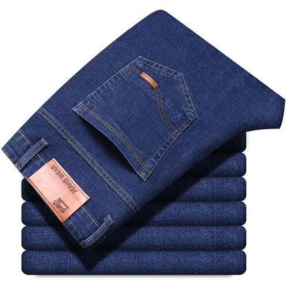 2025New Business Men's Jeans Casual Straight Stretch Fashion Classic Blue Black Work Denim Trousers Male Brand Clothing