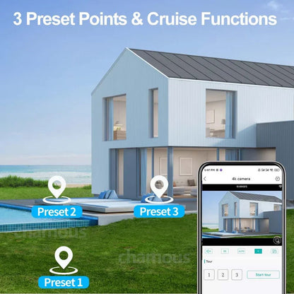 9MP Three Lens Dual Screen PTZ ICsee Alexa NVR Security CCTV WiFi Camera Outdoor8X Zoom Security Camera 4K Video Surveillance