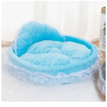 Cama para Pets em Renda Laço 3D Fantasia, Romântica, Destacável, Oval, para Cães, Sofá Macio, Ninho para Pets, Mobiliário de Casamento para Pets, 1 peça