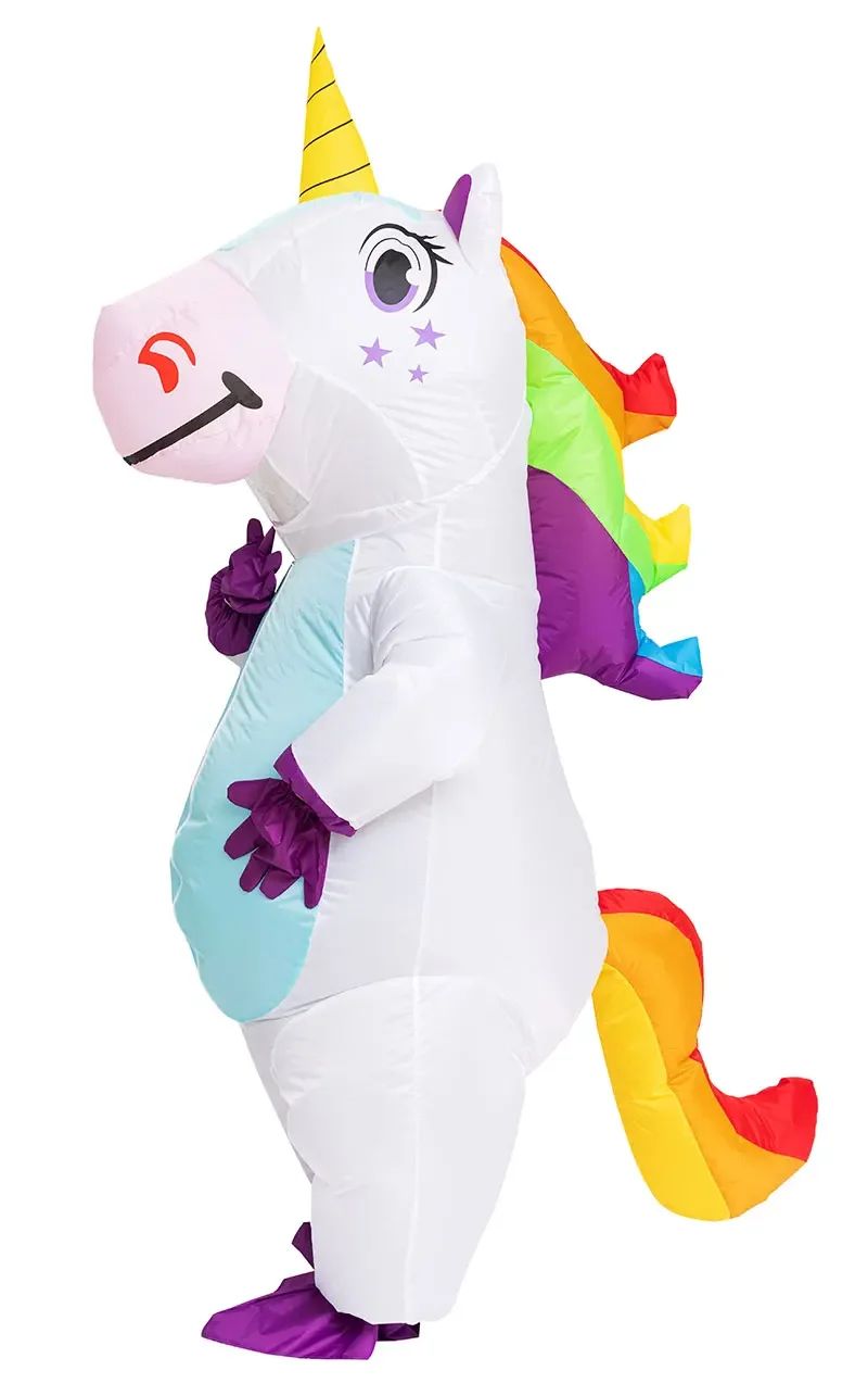 Inflatable Unicorn Costume Adult Kids Rainbow Halloween Costumes for Wommen Men Adult Carnival Mascot Christmas Cosplay