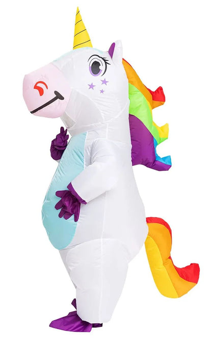 Inflatable Unicorn Costume Adult Kids Rainbow Halloween Costumes for Wommen Men Adult Carnival Mascot Christmas Cosplay