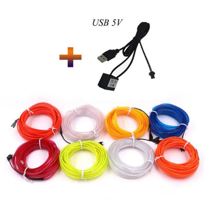 1M/3M/5M Flexible Neon Light Ball Dress Decoration Light EL Luminous Cable Party DIY Atmosphere Light Waterproof LED Strip