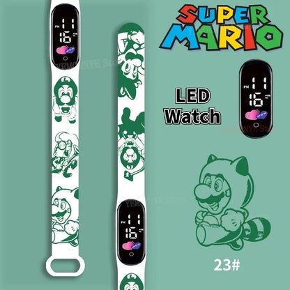 Mario Bros Children's Watches Action Figures Luigi Princess Peach Yoshi Bowser kids Sport Wristband Waterproof Digital Watch Toy