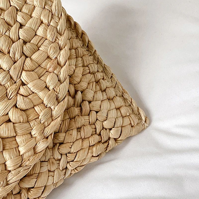 Corn Husk Weave Dinner Clutch Bag Women's Fashion Simple Solid Straw Large Purse Woman Summer Casual Vacation Ladies Wallet 2024