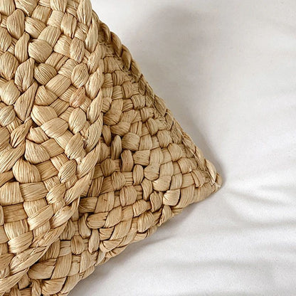 Corn Husk Weave Dinner Clutch Bag Women's Fashion Simple Solid Straw Large Purse Woman Summer Casual Vacation Ladies Wallet 2024