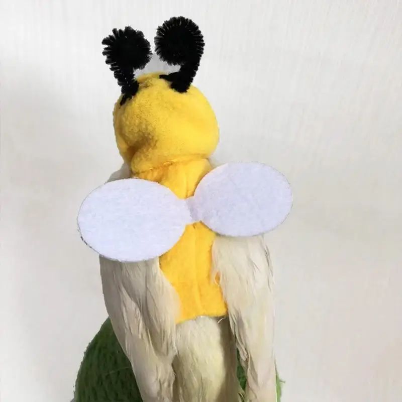 Roupas de Pássaros Fantasia de Abelha para Papagaio Roupas de Animais Pequenos para Pets Capuz em Formato de Abelha Traje Suave e Amigável à Pele para Pássaros de Estimação para Papagaios Periquitos