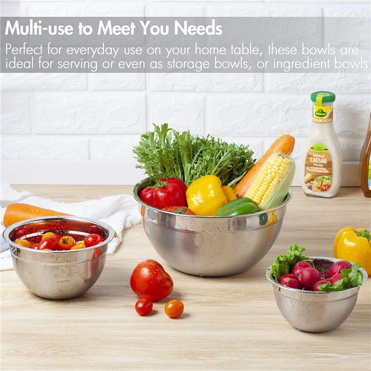 Silicone base thickened with lid cooking basin anti slip salad mixing bowl stainless steel egg beater bowl for kitchen baking