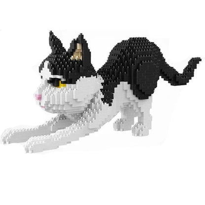 Knew Built Quatro estilos de micropartículas expressivas de blocos de montar de mini-gatos, modelos de laranja e vaca, os favoritos dos entusiastas de animais de estimação