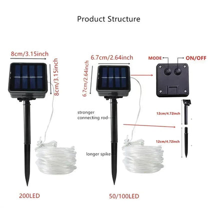 Solar Rope Lights Outdoor Blue LED PVC Tube Fairy String Light Garden Wedding and Birthday Outdoor Holiday Home Decoration