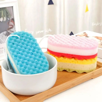 3-layer Wave Bath Sponge Exfoliating Body Brush Shower Skin Clean Massage Cleaning Shower Brush Skin Care Remover Bath Supplies