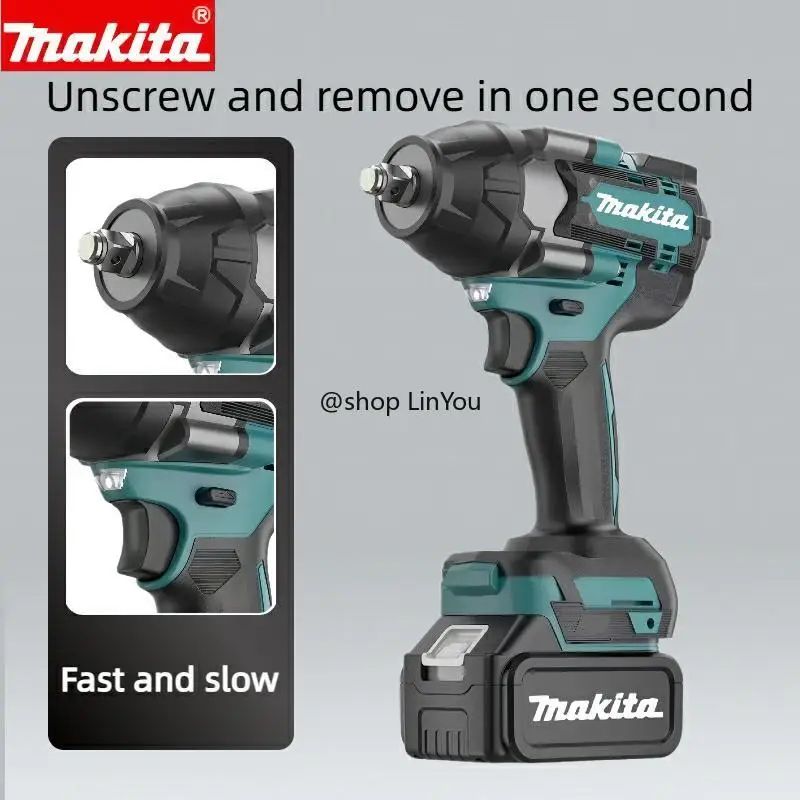 Parafusadeira de impacto Makita 18V com carregamento, chave elétrica de lítio sem escovas, alto torque DTW700 DTW700RGD