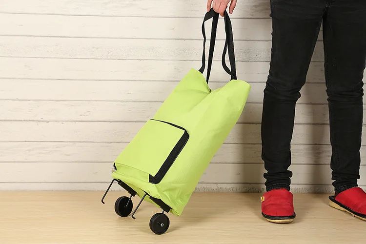 Foldable Square Oxford Cloth Shopping Cart Bag with Wheels Vegetable Buying Car Trolley Bag Durable Market Research Bag