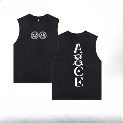 Luffy printed anime fitness vest summer new men s vest Y2k women s washed casual sleeveless shirt streetwear Harajuku