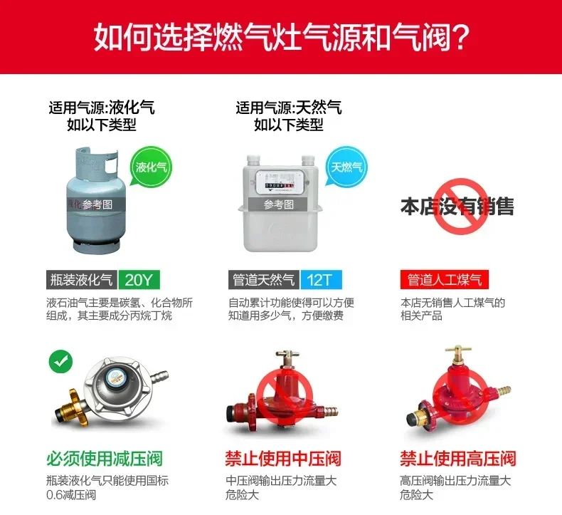 Energy-Saving Gas Cooker with Powerful Flame, Single Burner Natural Gas Cooktop for Home Kitchen AF