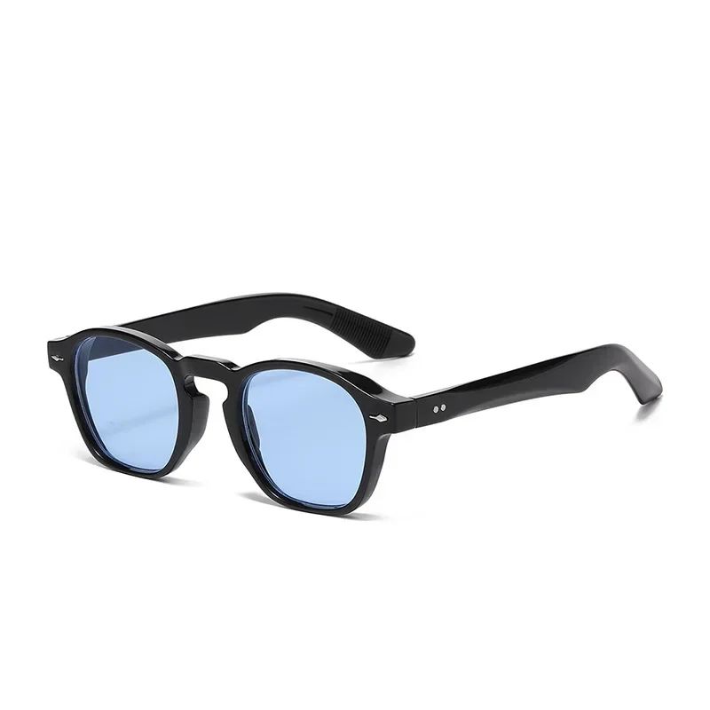 JNPCXI Retro Rivets Men Square Sunglasses Fashion Blue Green Trending Shades UV400 Women Clear Frame
