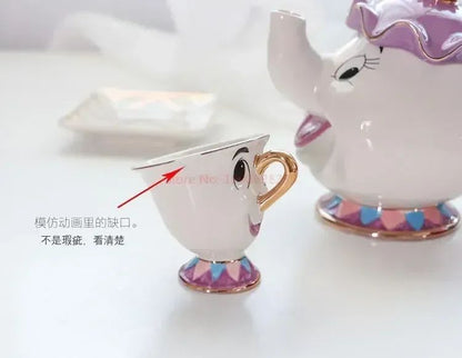 Bule da Disney Fofo Desenho Animado A Bela e a Fera Bules Caneca Sra. Potts Xícara Chip Bules Conjunto de Chá Dropshipping