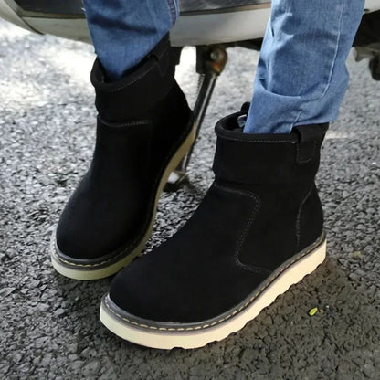 2025  Men's casual snow boots Trendy and versatile minimalist style Fashionable street walking Outdoor Warm Shoes Classic Black