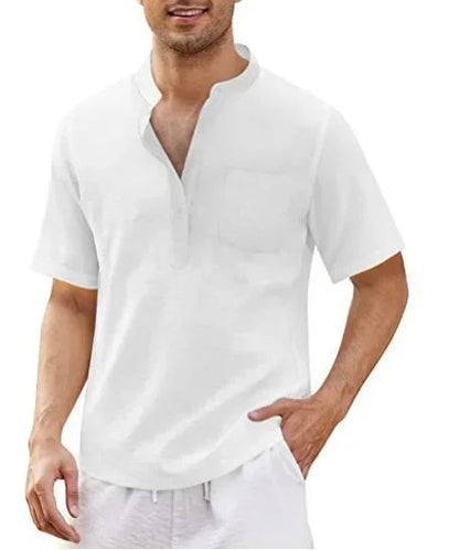 Summer New Men's Short-Sleeved T-shirt Cotton and Linen Led Casual Men's T-shirt Shirt Male  Breathable S-3XL