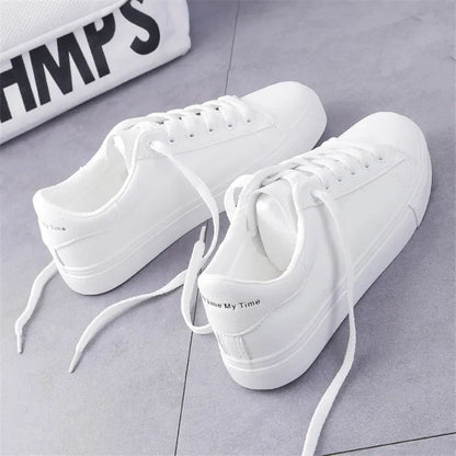 Women Sneakers Fashion Breathble Vulcanized Shoes Pu Leather Platform Shoes White Lace Up Casual Shoes Zapatos Mujer