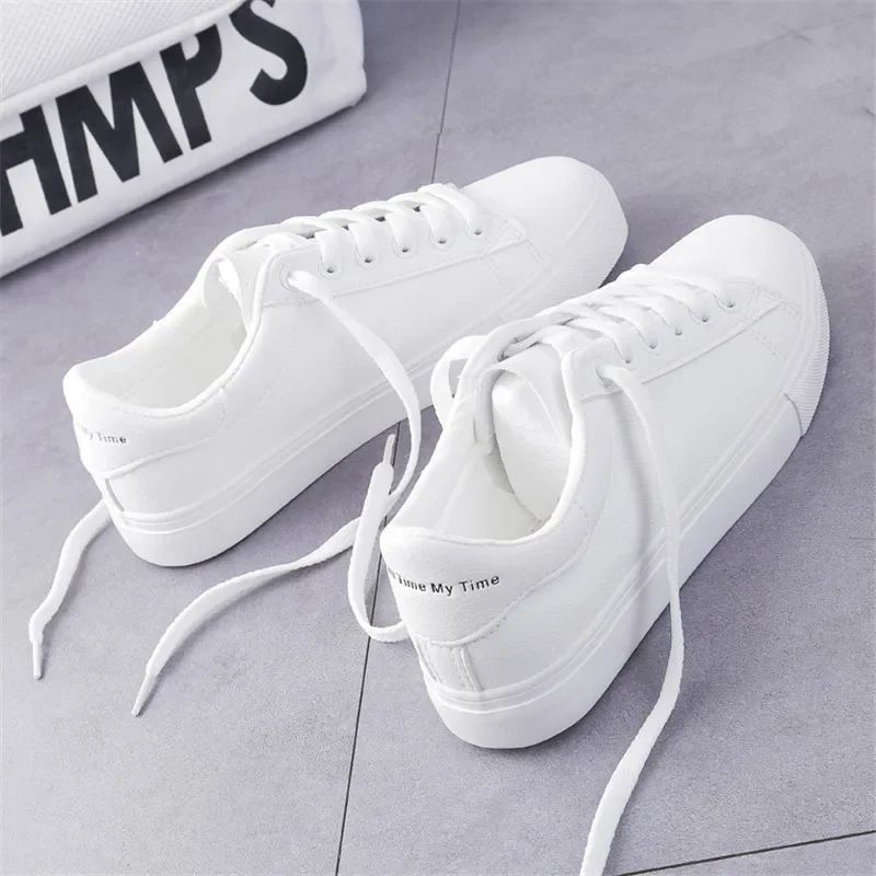 Women Sneakers Fashion Breathble Vulcanized Shoes Pu Leather Platform Shoes White Lace Up Casual Shoes Zapatos Mujer