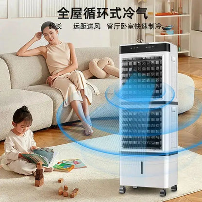 Climatizador de ar doméstico de camada dupla, silencioso, ventilador de ar condicionado, umidificação, ventilador de resfriamento, para dormitório, móvel, com função de resfriamento.