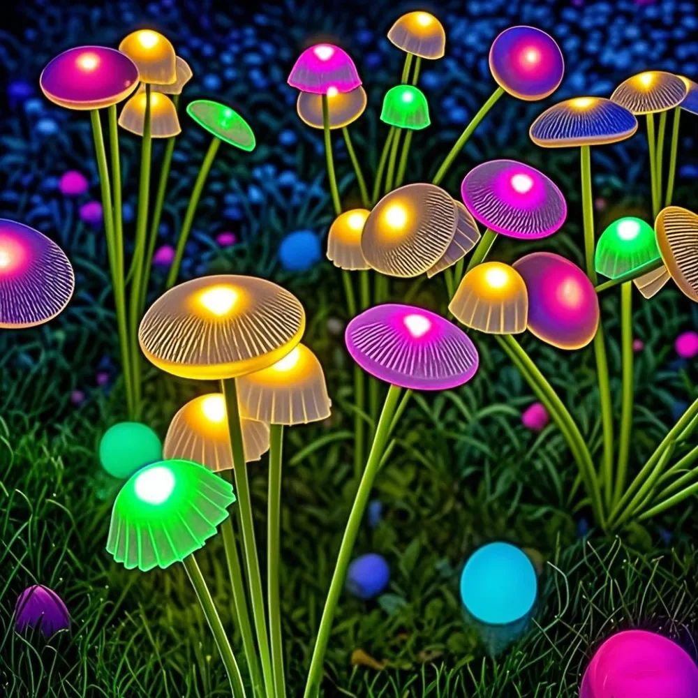 Solar Lights Outdoor LED Solar Mushroom Lawn Lights Waterproof Party Yard Patio Pathway Jellyfish Lamp for Garden Decoration