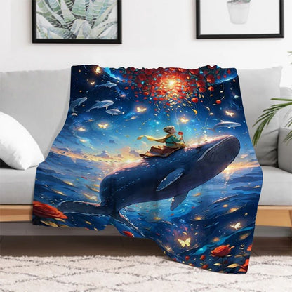 The Little Prince Cartoon Throw Blanket Soft Microfiber Bedding for Winter Picnic Plaid Print King Size