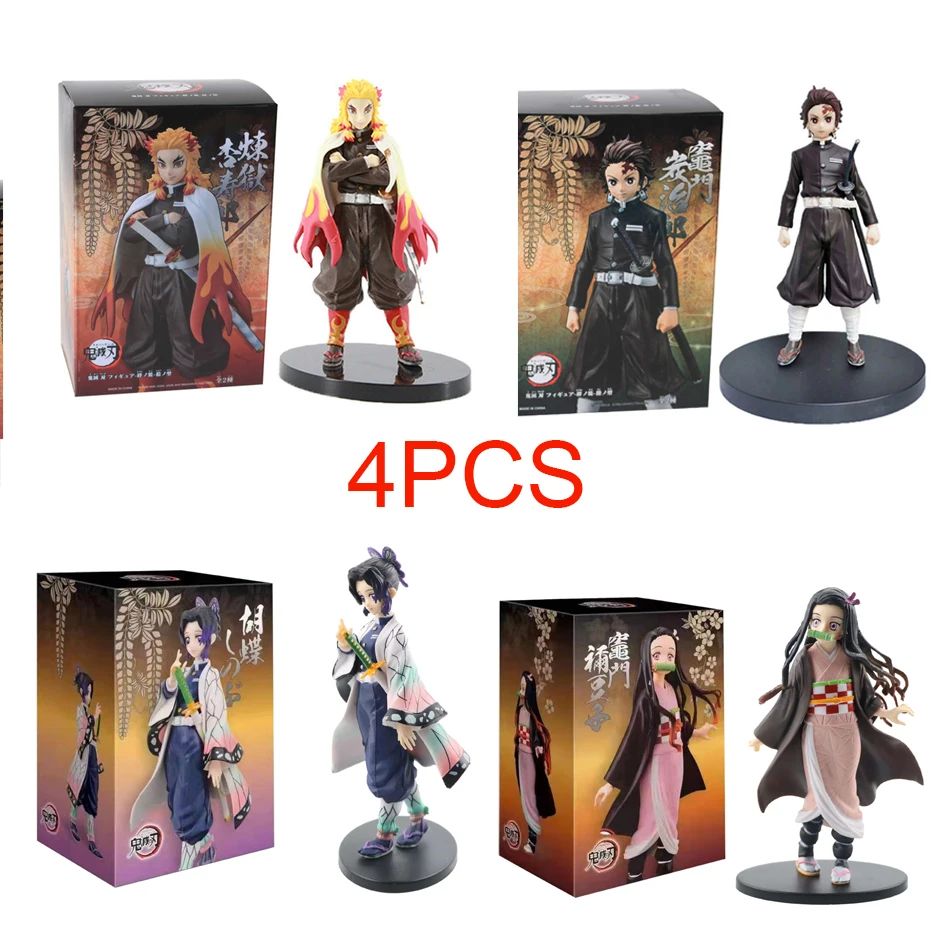 Anime Demon Slayer Figure Kamado Tanjirou Nezuko Action Figures PVC Model Toys Zenitsu Figurine Inosuke Kimetsu No Yaiba Figura