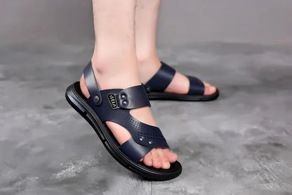 Men's Casual Trendy Soft Bottom Sandals 2024 New Design Real Leather Beach Shoes Slippers Anti-Slip Summer Shoes