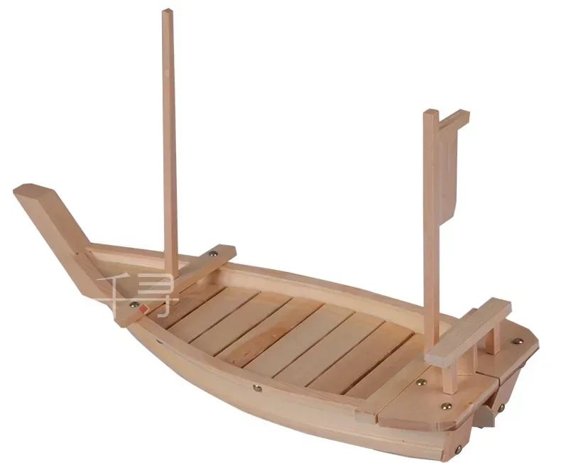 New luxury sashimi boat dry ice boat sashimi platter sushi tableware Japanese cuisine wooden sushi boat bamboo sushi tool