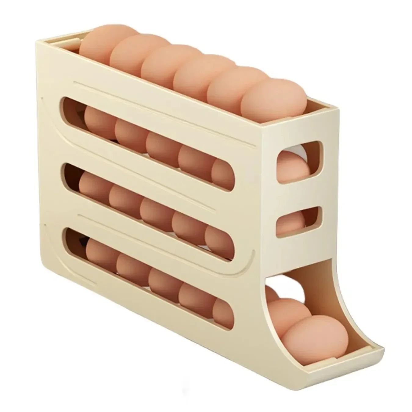 Caixa de Armazenamento de Ovos para Geladeira, 4 Camadas, Rolamento Automático, Suporte para Ovos, Dispenser de Ovos para Geladeira, Organizador de Geladeira