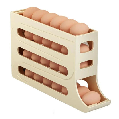 Caixa de Armazenamento de Ovos para Geladeira, 4 Camadas, Rolamento Automático, Suporte para Ovos, Dispenser de Ovos para Geladeira, Organizador de Geladeira