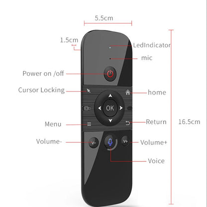 Mouse de Voz Aéreo Sem Fio 2 em 1 Teclado Mini Bluetooth 2.4G Recarregável Controle Remoto com Aprendizado IR para Smart TV Android TV Box