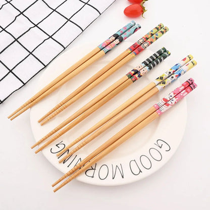 5 Pares de Hashis de Bambu Japoneses para Sushi Antiderrapante Utensílios de Mesa Reutilizáveis para Hot Pot Hashis Chineses Ferramentas de Cozinha