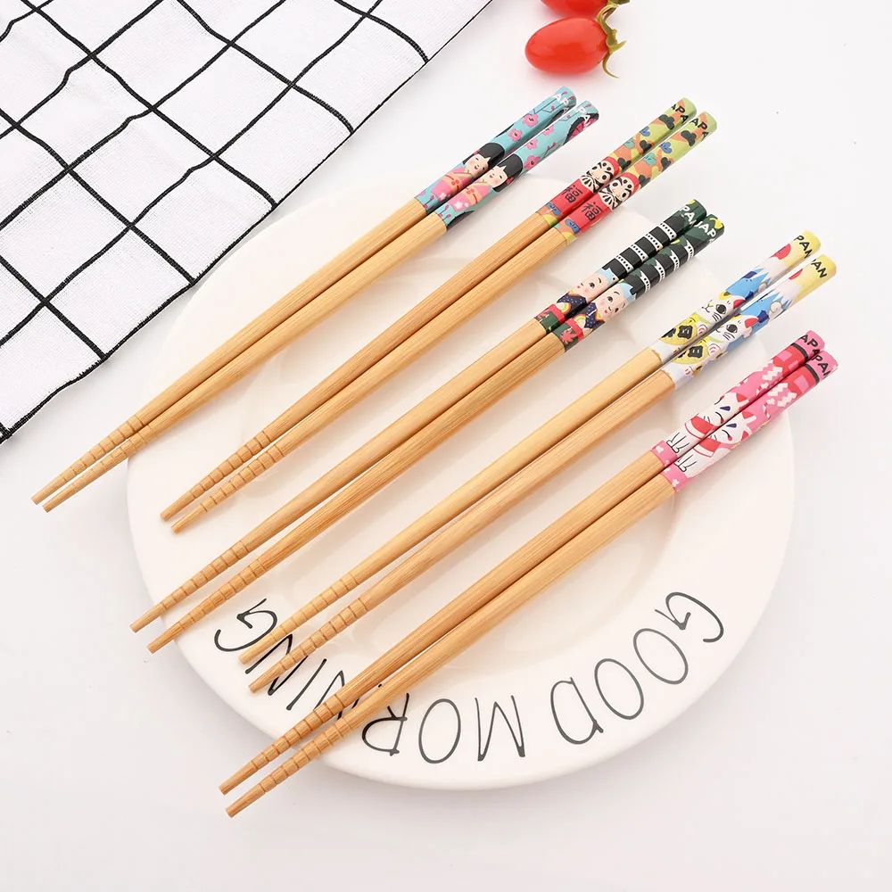 5 Pares de Hashis de Bambu Japoneses para Sushi Antiderrapante Utensílios de Mesa Reutilizáveis para Hot Pot Hashis Chineses Ferramentas de Cozinha