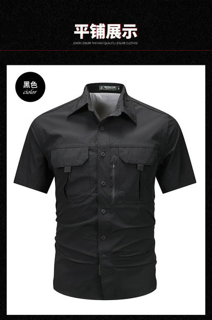 Summer Tactical Shirts Men Work Short Sleeve Shirt Outdoor Breathable Quick Dry Multi-pocket Cargo Camp Hike Short Sleeved Shirt