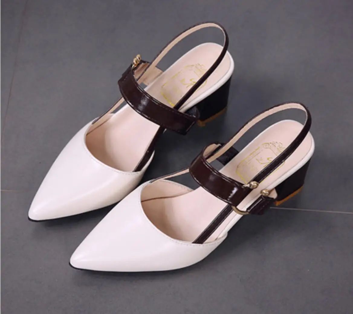 Women's Shoes Trend 2024 Shoe Genuine Leather Medium Heel Block Heels Mirror Luxury Designer Chunky Sandals Ladies Sexy Sandal